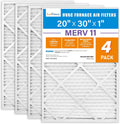 LotFancy 20x30x1 Air Filter MERV 11 for Pet Smoke Defense