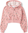 Girls Hooded Fleece Full Zip Sweatshirt - Soft Pink Cozy Fit