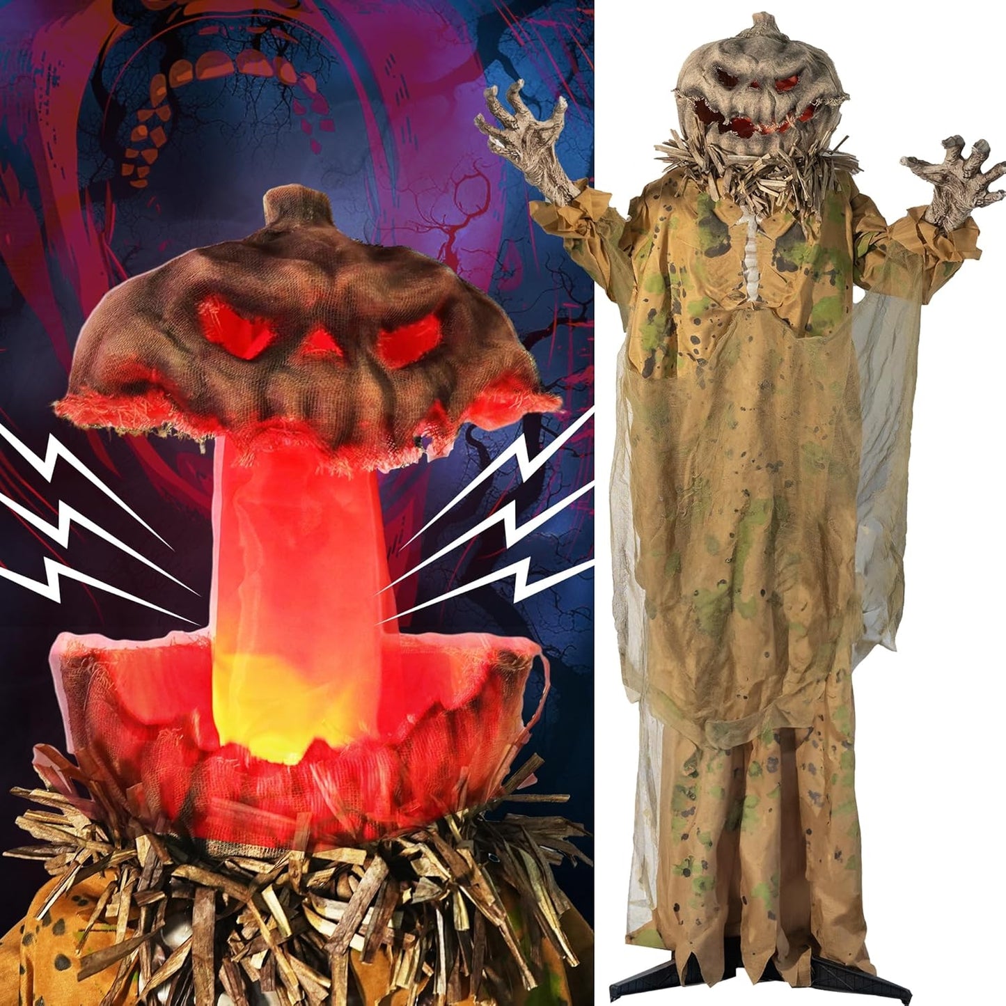 6FT Animated Pumpkin Ghost for Spooky Halloween Decor