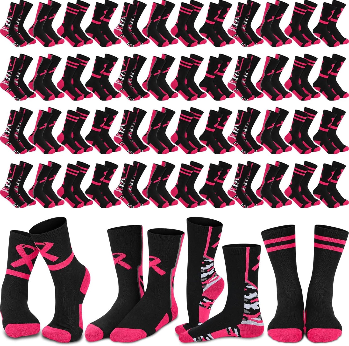 Breast Cancer Awareness Crew Socks Bulk for Sports Teams Support