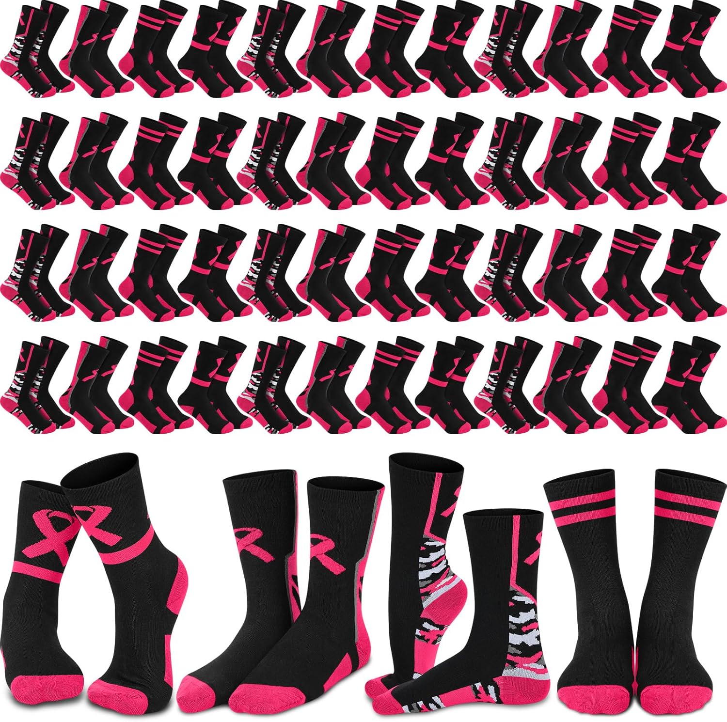 Breast Cancer Awareness Crew Socks Bulk for Sports Teams Support