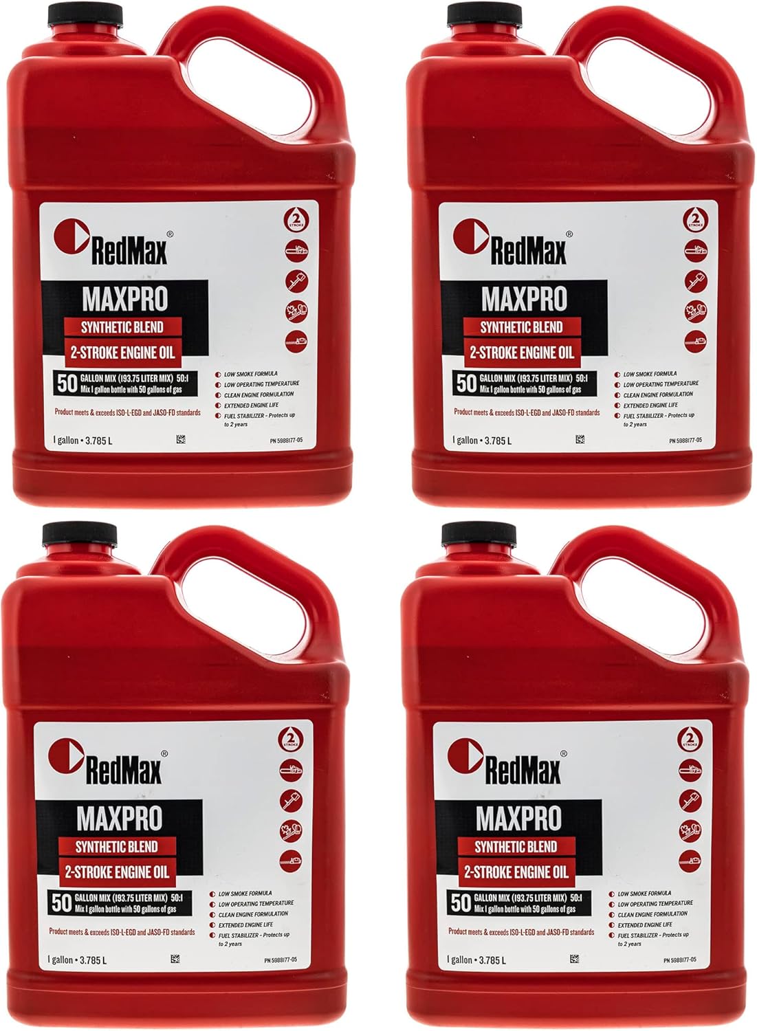 Red Max Synthetic 2 Stroke Oil with Fuel Stabilizer 4 Pack