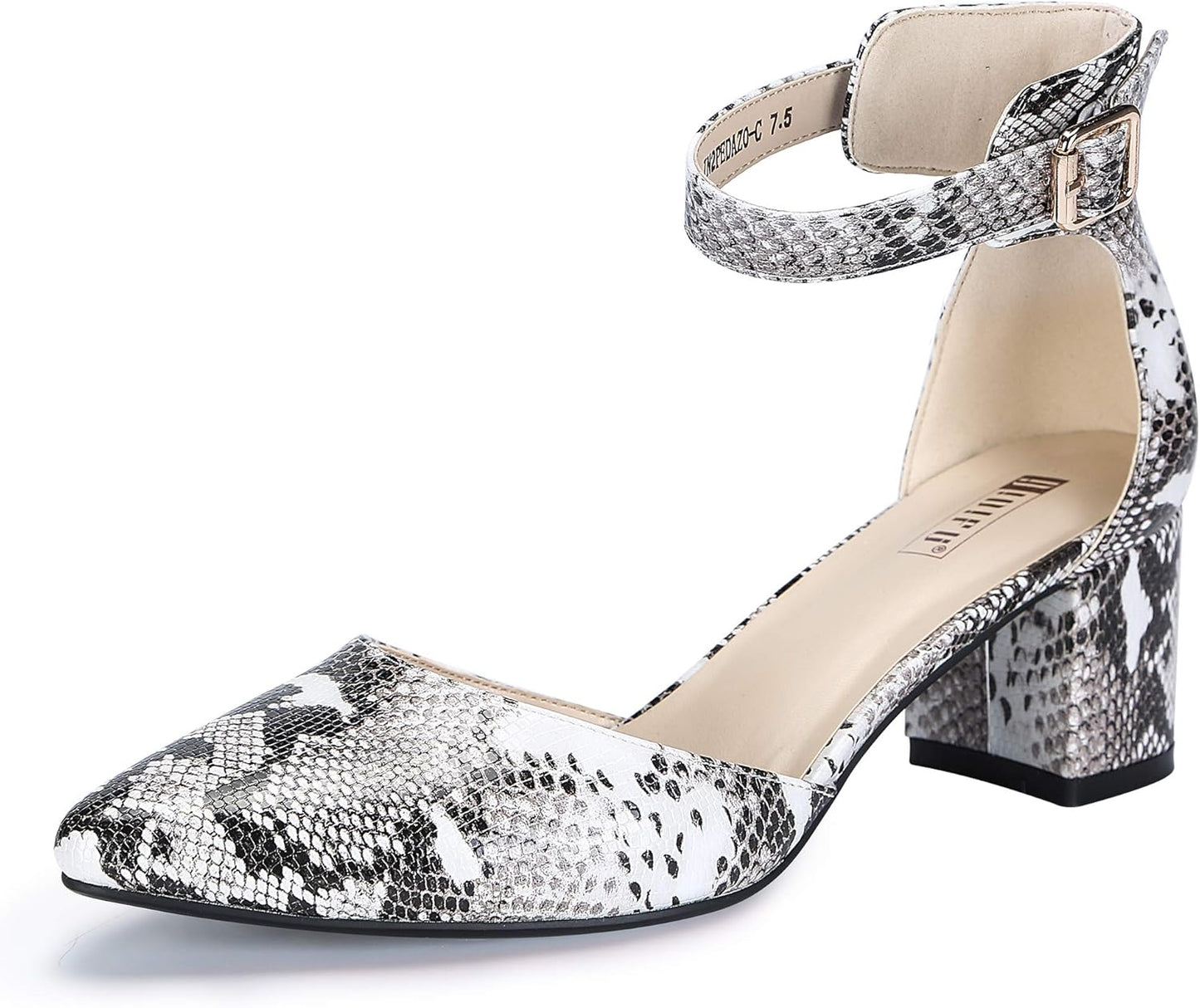IDIFU Women's Low Block Heels Comfortable Ankle Strap Pumps
