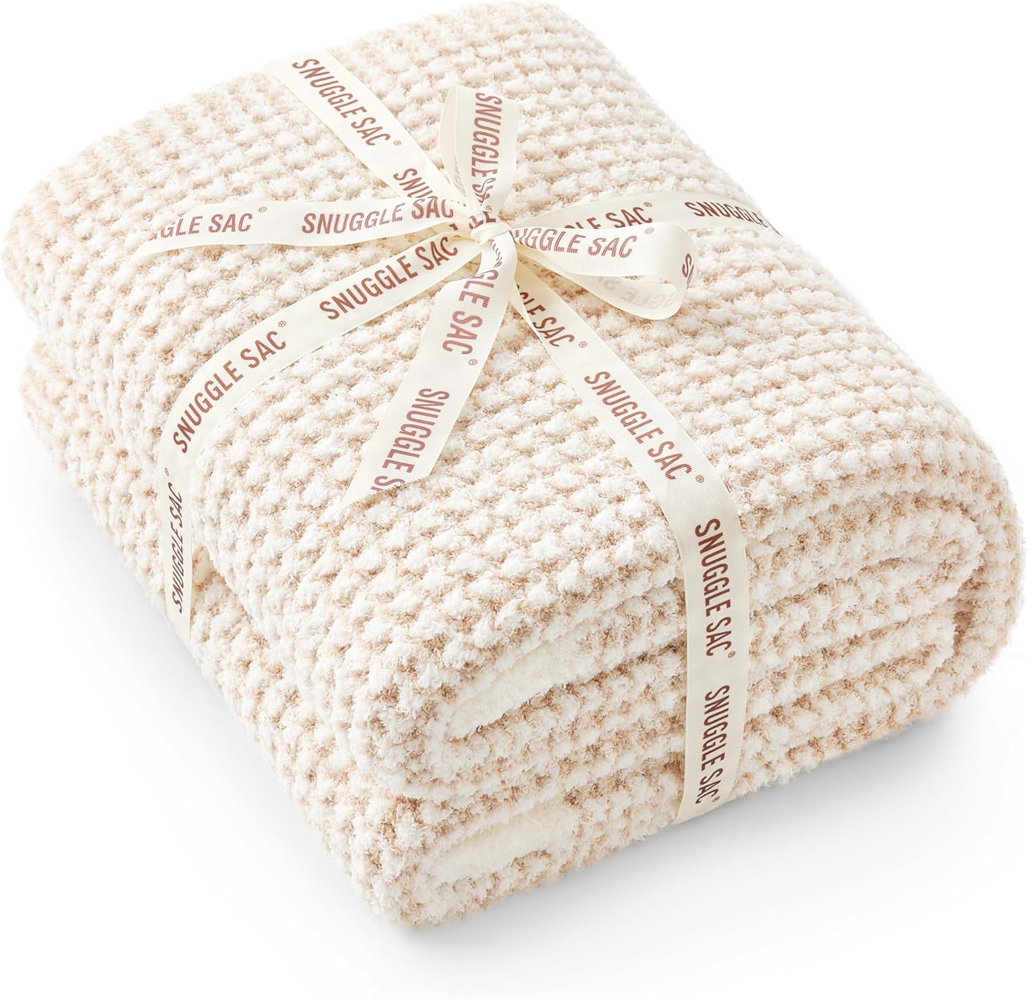 Snuggle Sac Cream Waffle Throw Blanket for Cozy Comfort