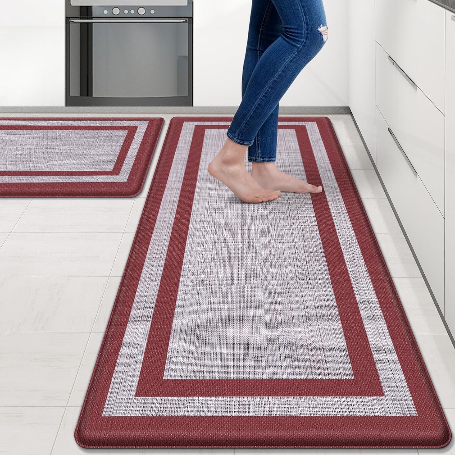 Mattitude Kitchen Mats Set of 2 Cushioned Non-Skid Waterproof Rugs