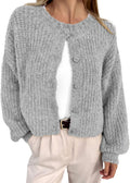 Cardigan Sweaters for Women Cropped Chunky Knit Button Down - Cozy Fit