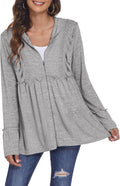 DEESHA Full Zip Up Hoodie for Women Pleated Tiered Ruffle