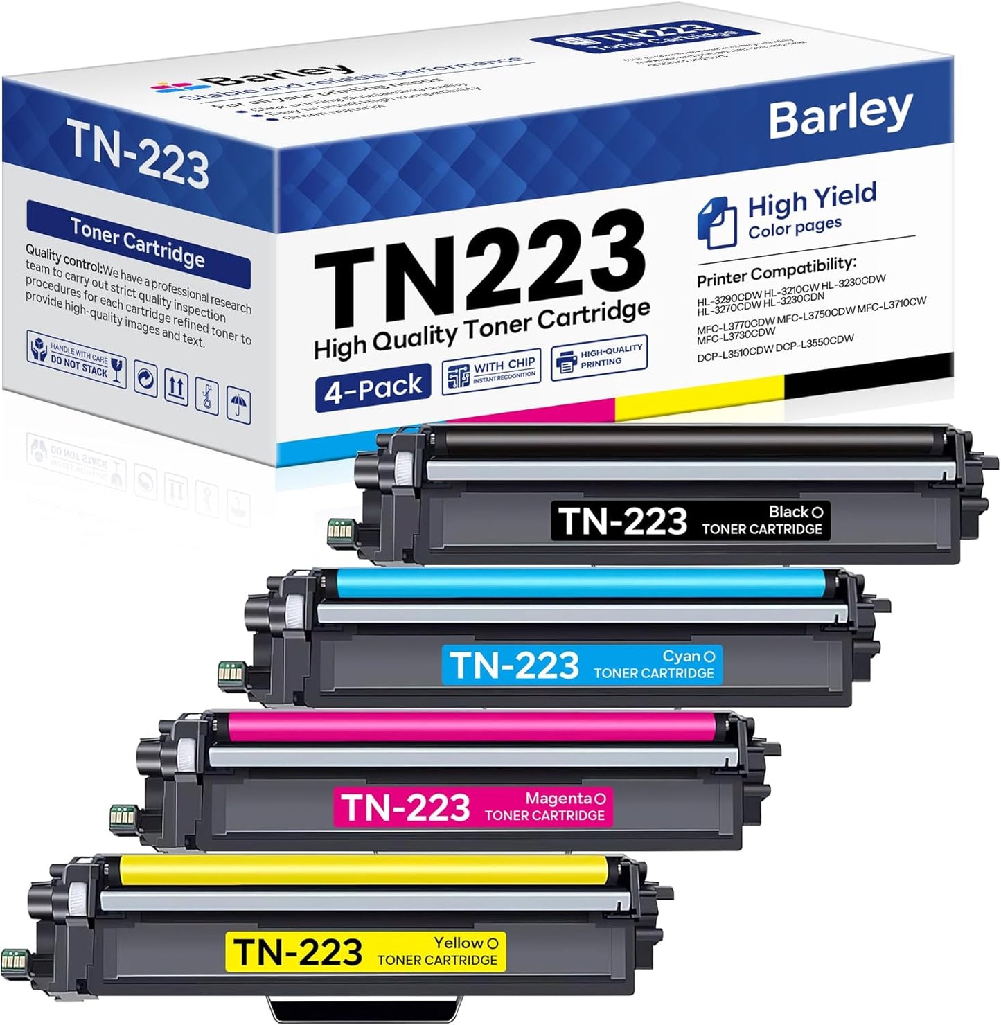 TN223 Toner Cartridge 4 Pack for Brother Printers - High Yield
