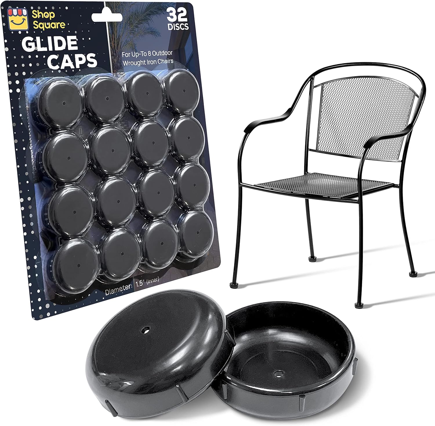 Protect Your Patio Furniture with 1.5 Round Feet Caps (32-Pack) - Black