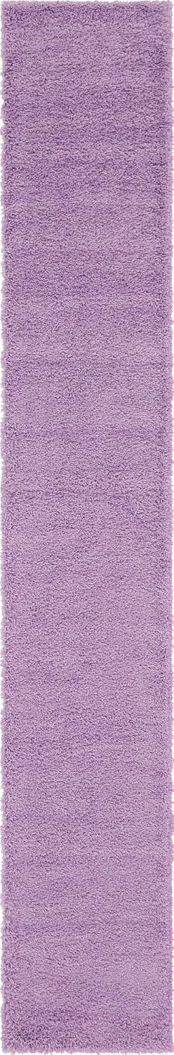 Unique Loom Solid Shag Collection Area Rug Runner in Lilac