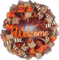 Fall Burlap Wreaths for Front Door - Rustic Autumn Welcome (24in)