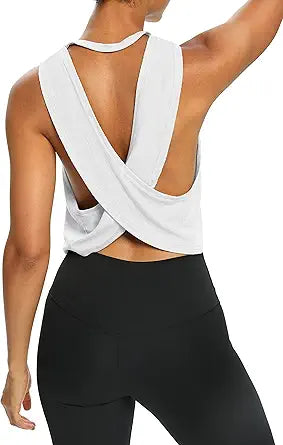 Bestisun Womens Open Back Workout Tops for Yoga and Fitness