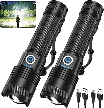 900000 Lumens Super Bright Rechargeable Flashlights, 2 Pack