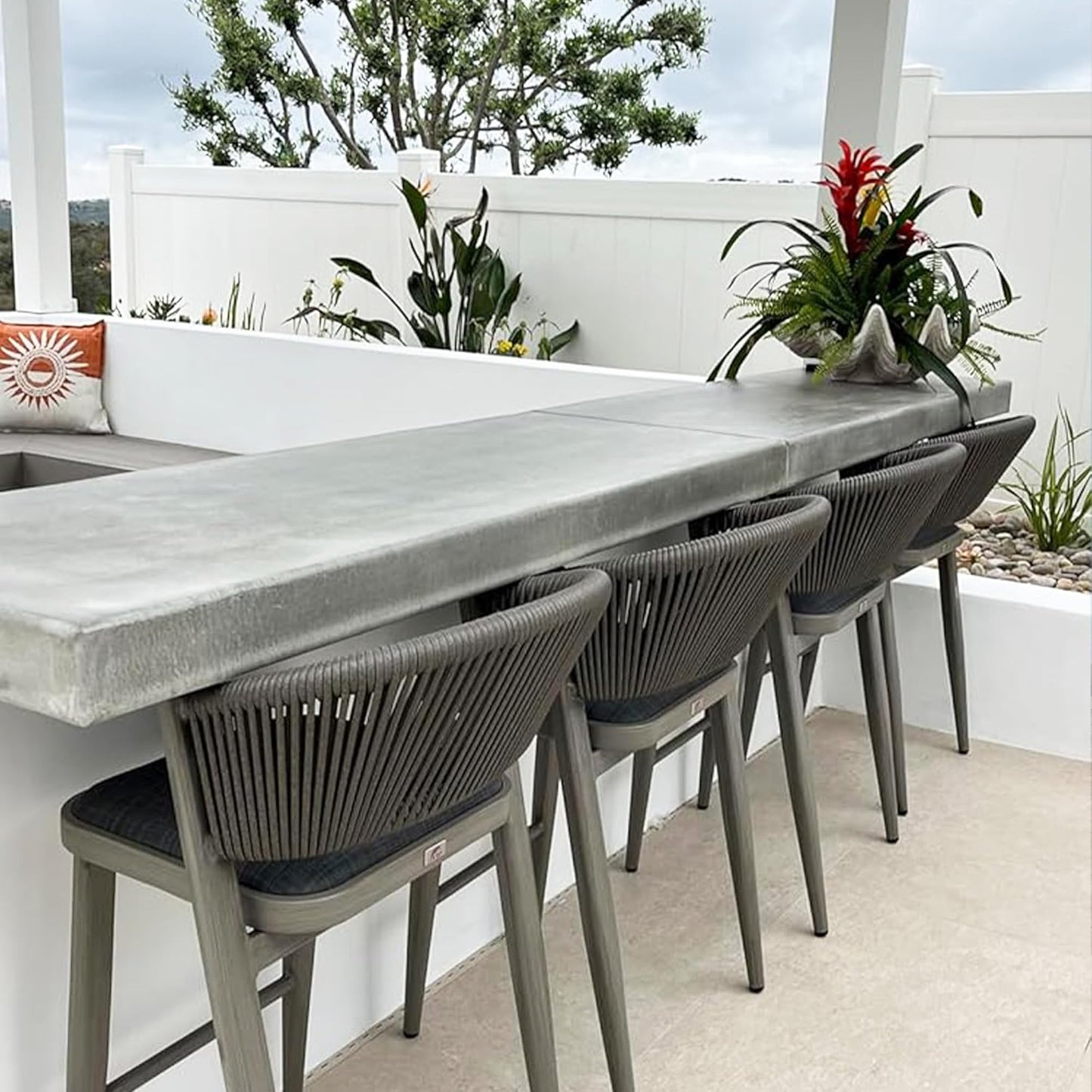 PURPLE LEAF Modern Aluminum Rattan Bar Stool Set of 2