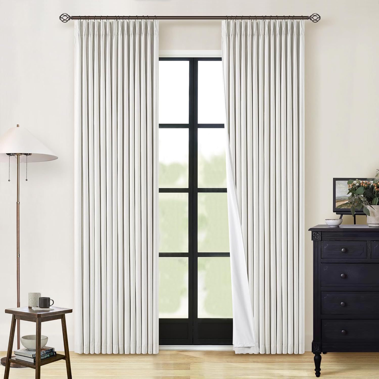 100% Blackout Pinch Pleated Linen Curtains for Elegant Spaces