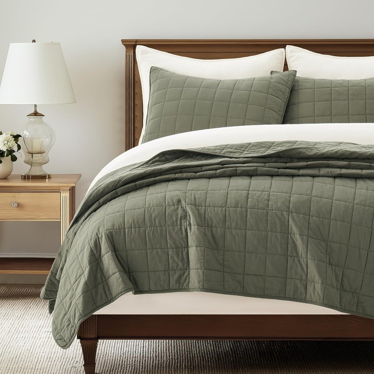 100% Cotton Box Stitch Quilt Bedding Set for King Size Beds