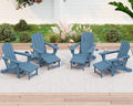 Adjustable Folding Adirondack Chair with Ottoman Set of 4 - Reclining