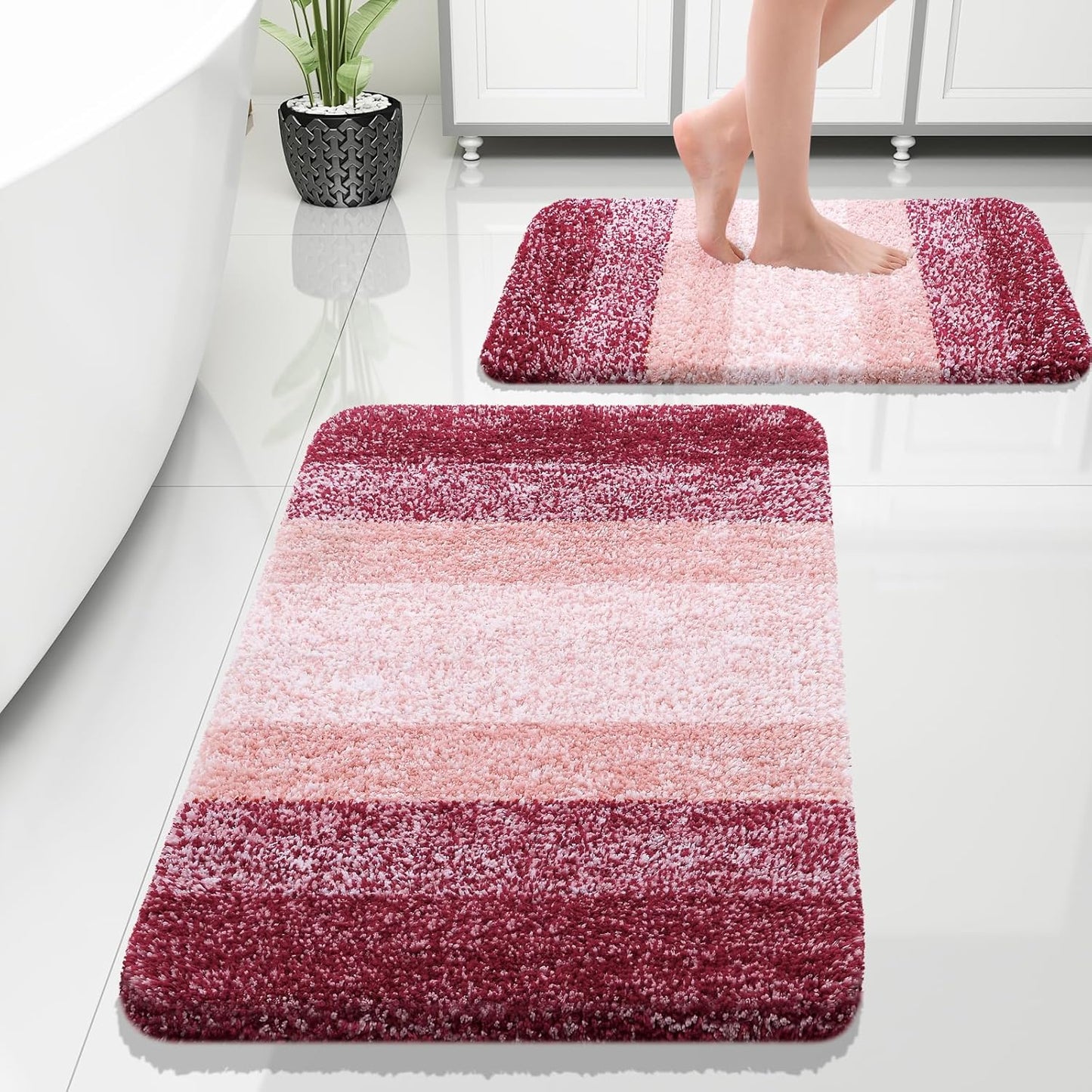 OLANLY Bathroom Rug Set - Soft Absorbent Microfiber Mats