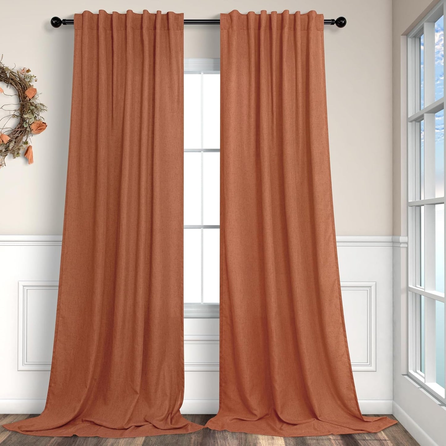 Boho Curtains for Bedroom by Pitalk - Rust Terracotta Panels