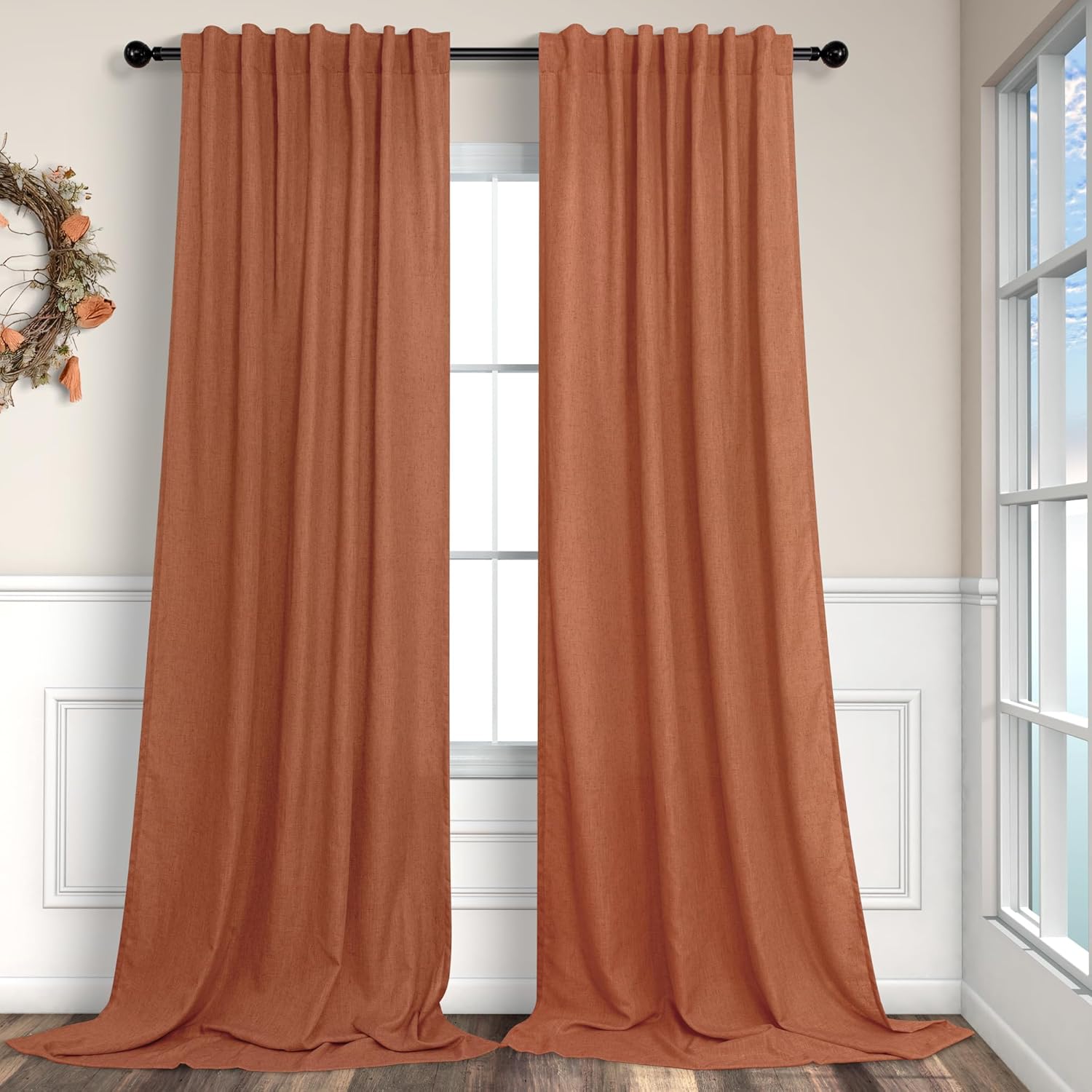 Boho Curtains for Bedroom by Pitalk - Rust Terracotta Panels
