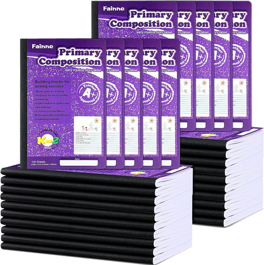 Fainne Primary Composition Notebook Bulk - 100 Sheets, Picture Space, Purple Hardcover
