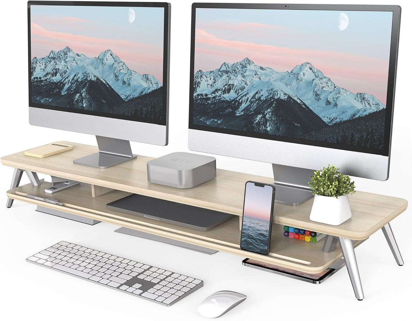 Fenge Dual Monitor Stand for 2 Monitors with Storage Organizer
