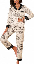 Ekouaer Silk Pajamas for Women Striped Leopard Print Satin Set - Soft