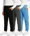Boys Tech Fleece Jogger 3-Pack - Warm, Soft Athletic Sweatpants