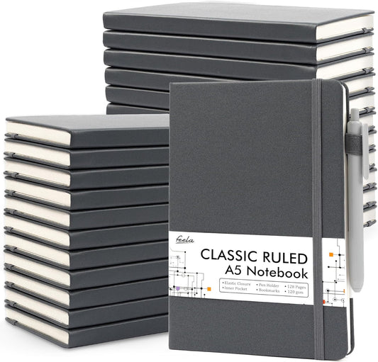 feela Hardcover Lined Journal 24 Pack with 24 Pens