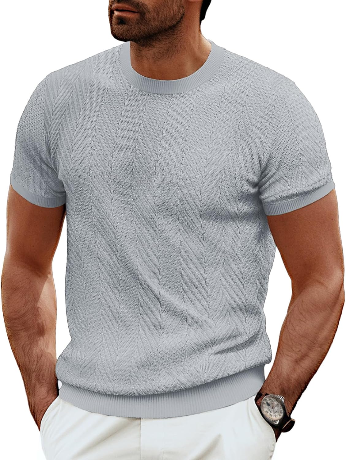 PJ PAUL JONES Men's Short Sleeve Knit T-Shirts for Casual Style
