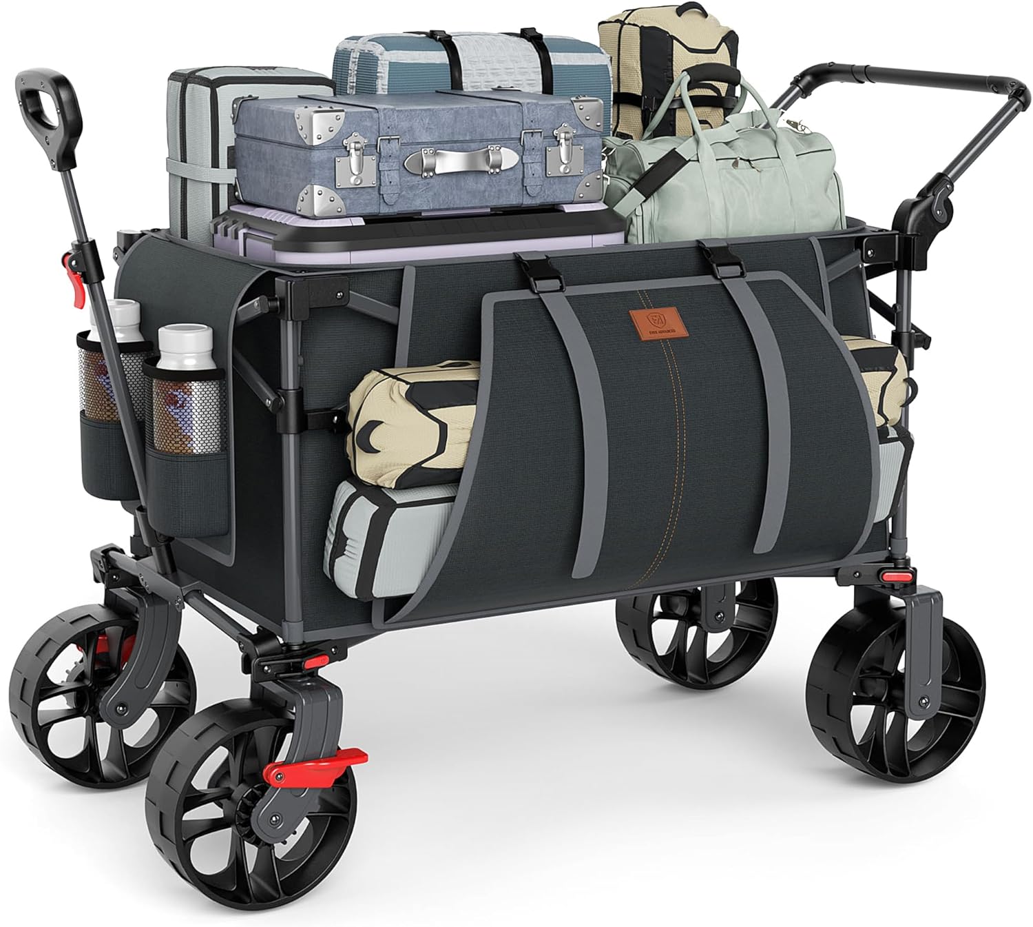 EVER ADVANCED Folding Push Wagon with Brakes for All Terrain