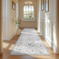 jinchan Runner Rug 3x7 Washable Hallway Rug - Vintage Gray Floral
