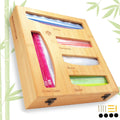 Bamboo Drawer Organizer for Food Storage Bags - 5 Slot Holder