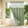 Gibelle Sage Green Waffle Weave Shower Curtain Set