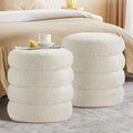 Round Ottoman with Storage for Living Room - Set of 2