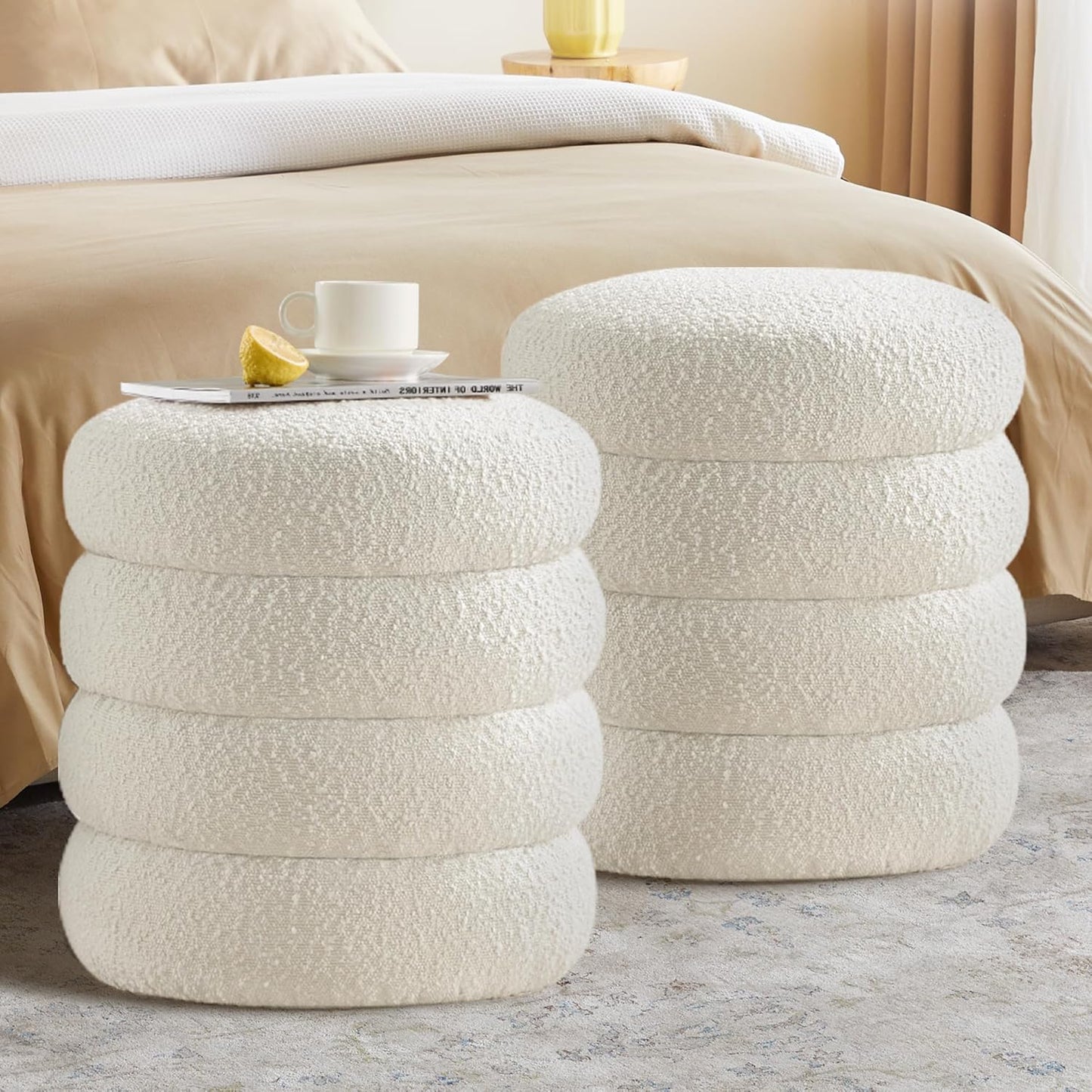 Stylish Round Ottoman with Storage for Living Room Decor