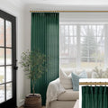 Dark Emerald Green Pinch Pleat Curtains 96 in - Sheer Linen Look