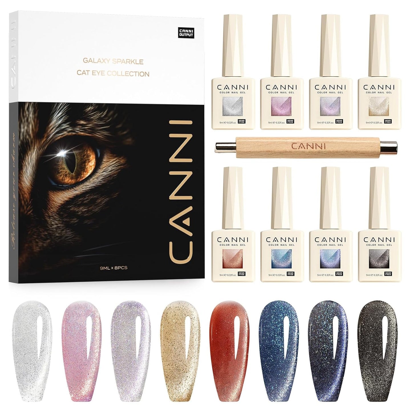 CANNI Cat Eye Gel Nail Polish Set with 8 Stunning Colors