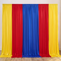Royal Blue Red & Yellow Backdrop Drapes 10ft x 15ft - Wrinkle Free