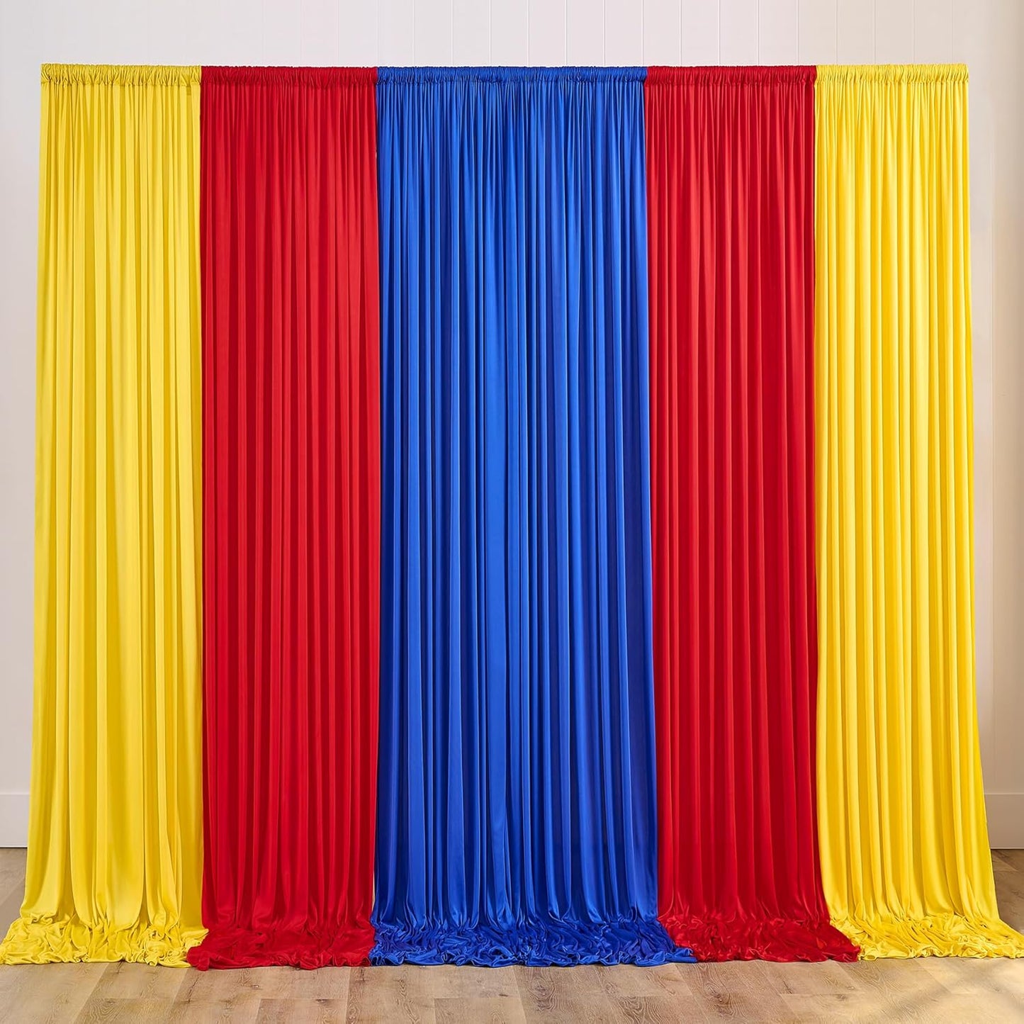 Royal Blue, Red & Yellow Backdrop Drapes for Birthday Parties
