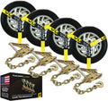 VULCAN Car Tie Down with Chain Anchors Lasso Style - 4 Pack