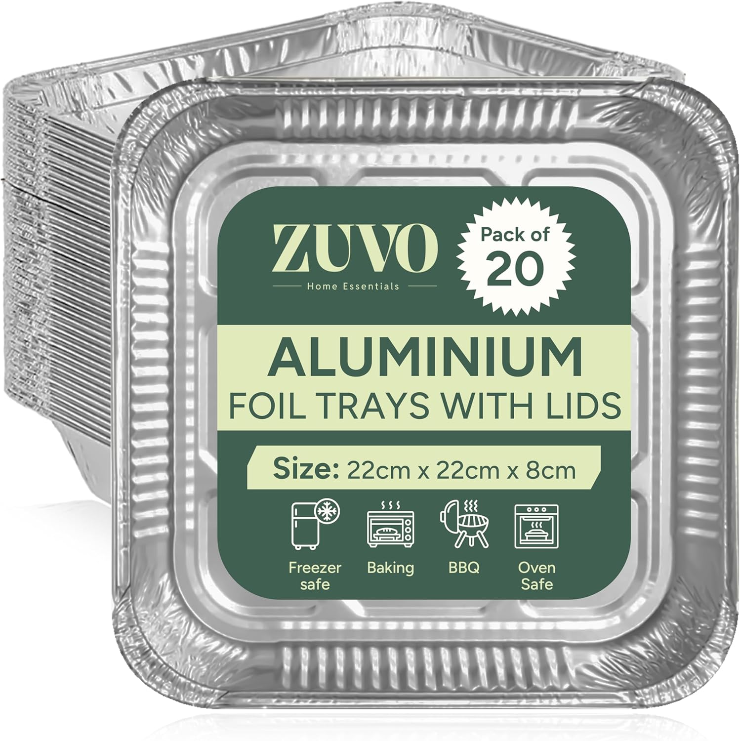 Zuvo Large Disposable Aluminium Foil Trays for Cooking and Storage