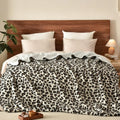 PHF Leopard Print Sherpa Fleece Blanket for Cozy Winter Nights