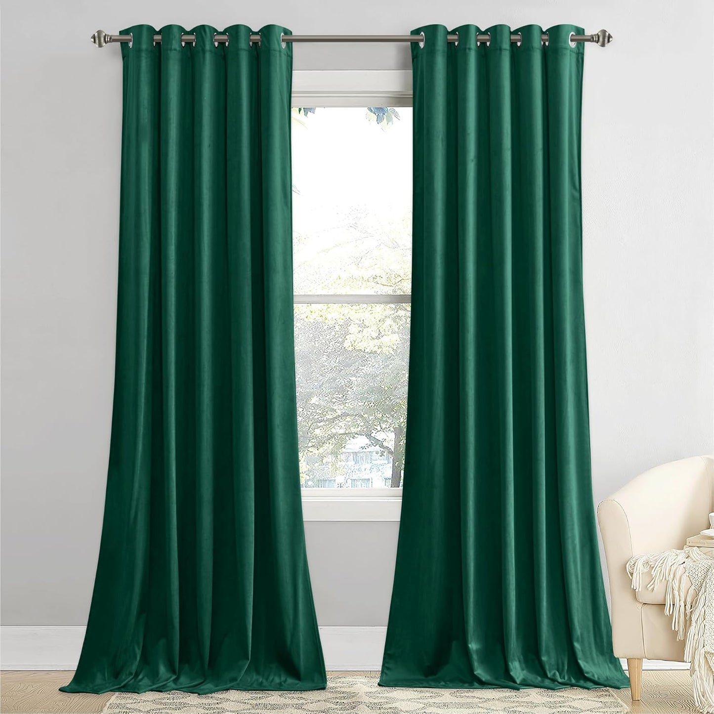 StangH Super Soft Velvet Curtains in Emerald Green for Home