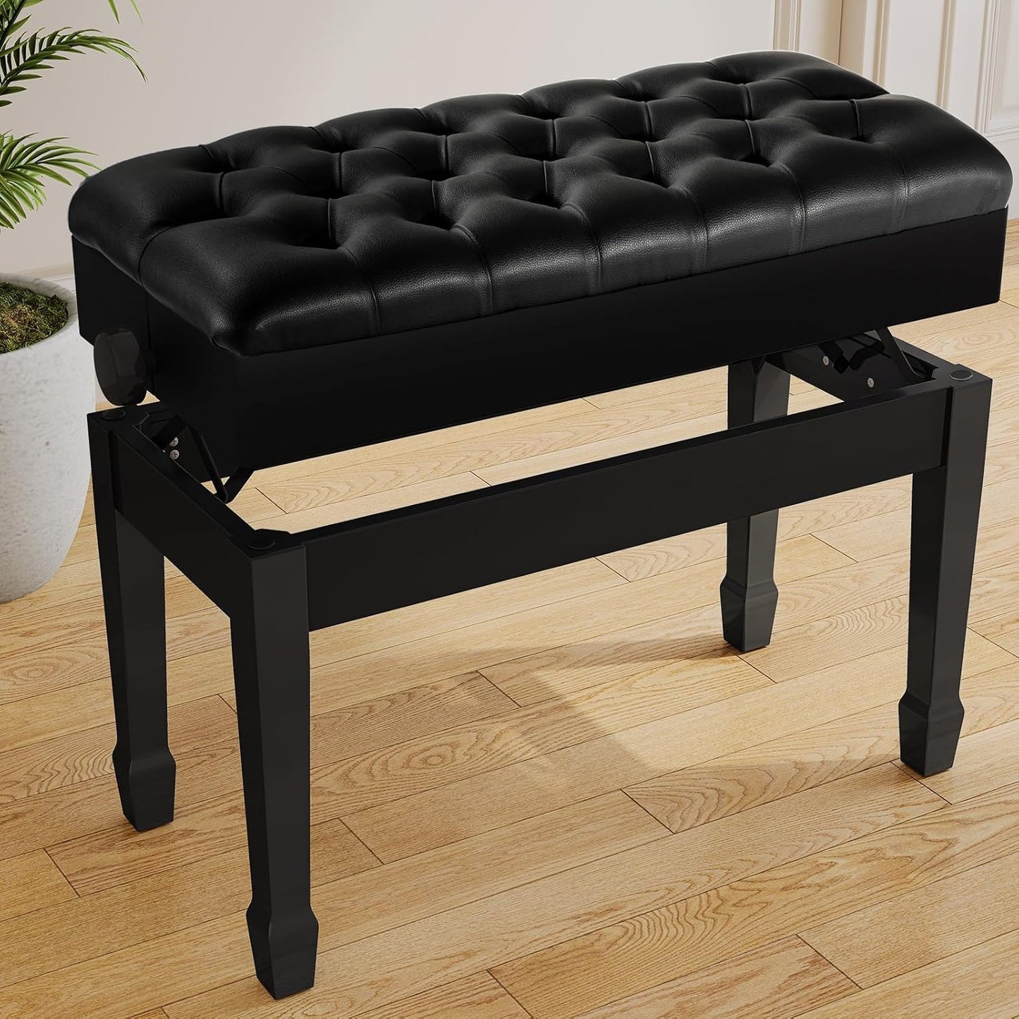 LIFERUN Wooden Adjustable Piano Bench with Storage for Comfort