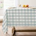 Softalker Checkered Tablecloth Rectangle Aqua - Heavy Weight Linen