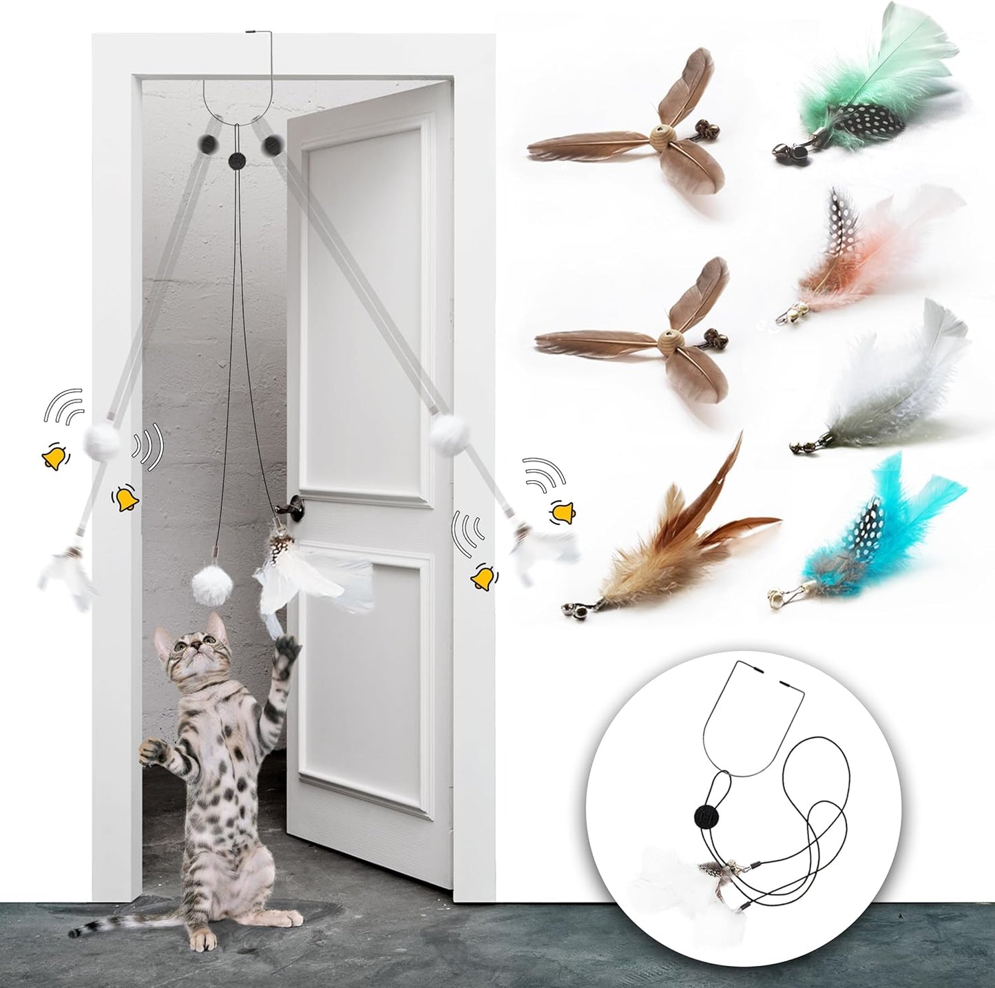 Interactive Cat Feather Toy 7PCS Refills, LEKEWPET