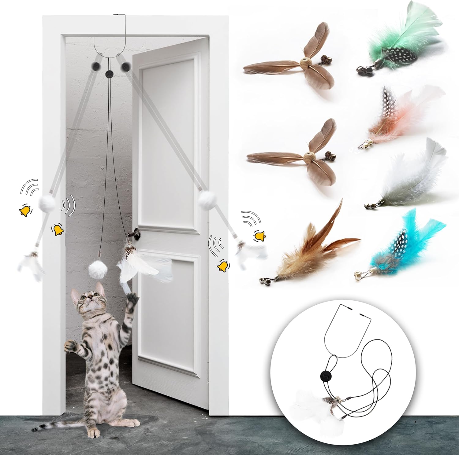 Interactive Cat Feather Toy 7PCS Refills, LEKEWPET
