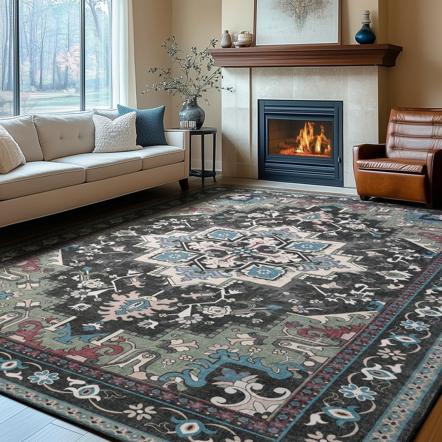 Rugflix 9x12 Area Rugs Machine Washable for Living Room