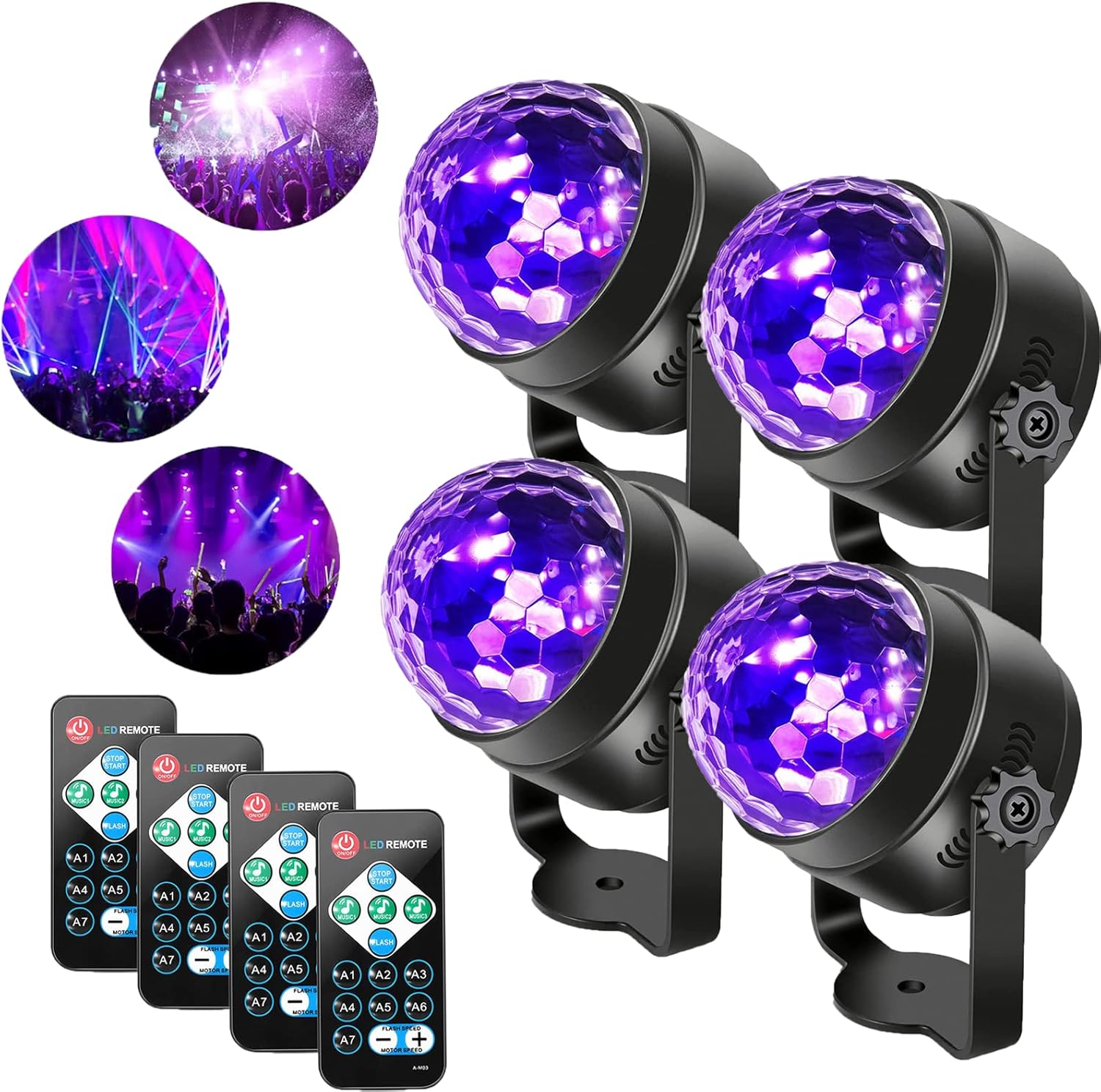 Black Lights for Glow Party - 6W Disco Ball LED Party Lights
